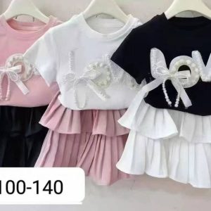 Girls' Double Layer Skirt and Top Set - Elegant & Comfortable