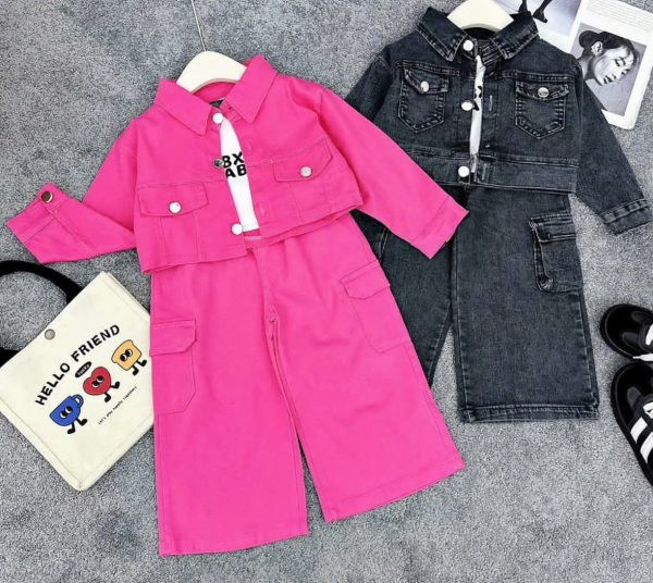 Girls' Jean Top & Baggy Trouser Set - Trendy & Comfortable    MOQ 3
