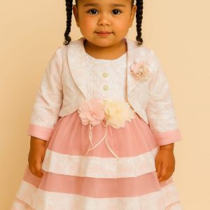 Stylish Cotton Gown with Jacket for Girls (Ages 3–7 Years)