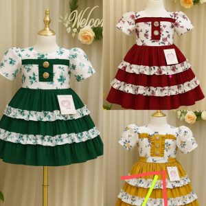 Flowered Gown for girls ages 3 months - 7 years